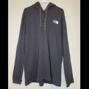 The North Face Gray 1/4 Button Hooded Long Sweater